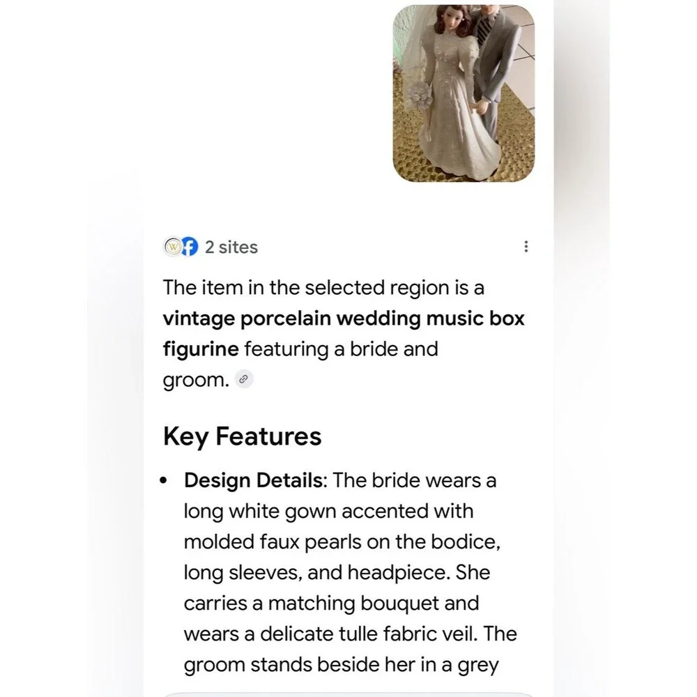 2250”6x10”Musical Classic Bridal Porcelain Decor- White Bride & Gray Groom